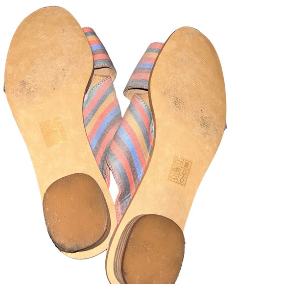 Madewell Ruthie Crisscross rainbow stripe mules slides slip on sandals size 9 - Picture 2 of 4